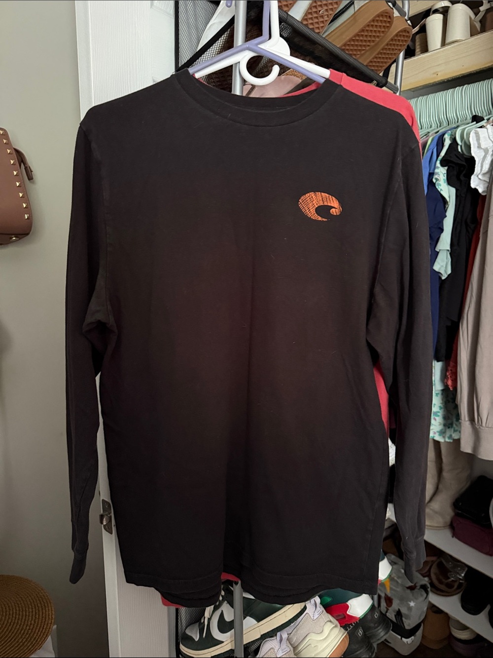 Costa Black Long-Sleeve Tee with Orange Logo